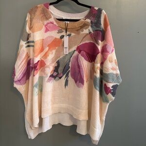 Chico's Colorful Abstract Poncho Sweater